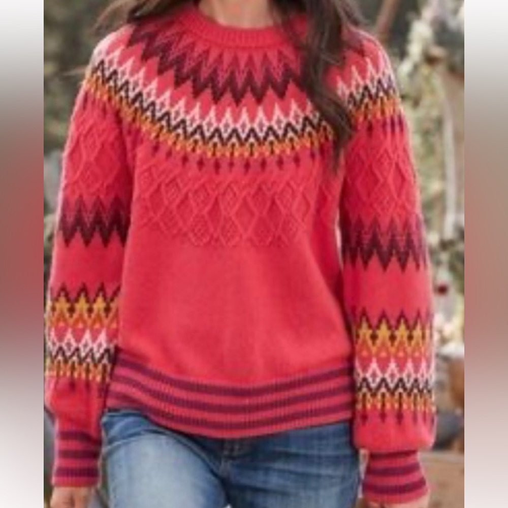Sundance Rhian Cotton Blend Fair Isle
Sweater Red Size Medium